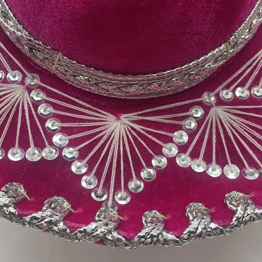 Salazar Yepez Pink Silver Sombrero Hat Made in Mexico HT6832 - Picture 5 of 14